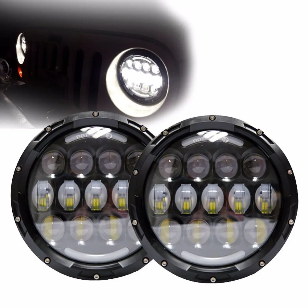 

1 Pair 78W 7 Inch Round Headlight 97-15 7" Round LED Headlight Headlamp For Jeep Wrangler CJ TJ JK