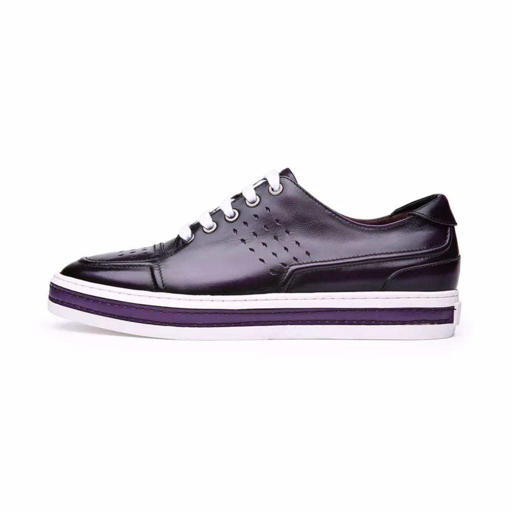 TERSE_Hot Selling Shoes Men Casual Goodyear Handmade Leather Holy Quality Luxury Style Purple Color In Stock 1513-1 | Обувь