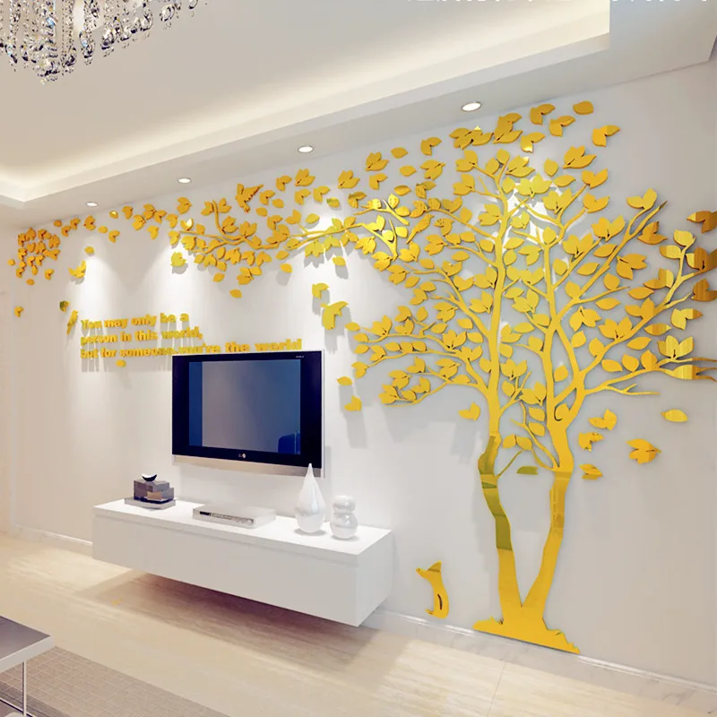 1Pcs 250x130cm 3D Texture Acrylic Tree TV setting Wall Decal Living Room Trees For Walls Stickers Warmth Home decor | Дом и сад