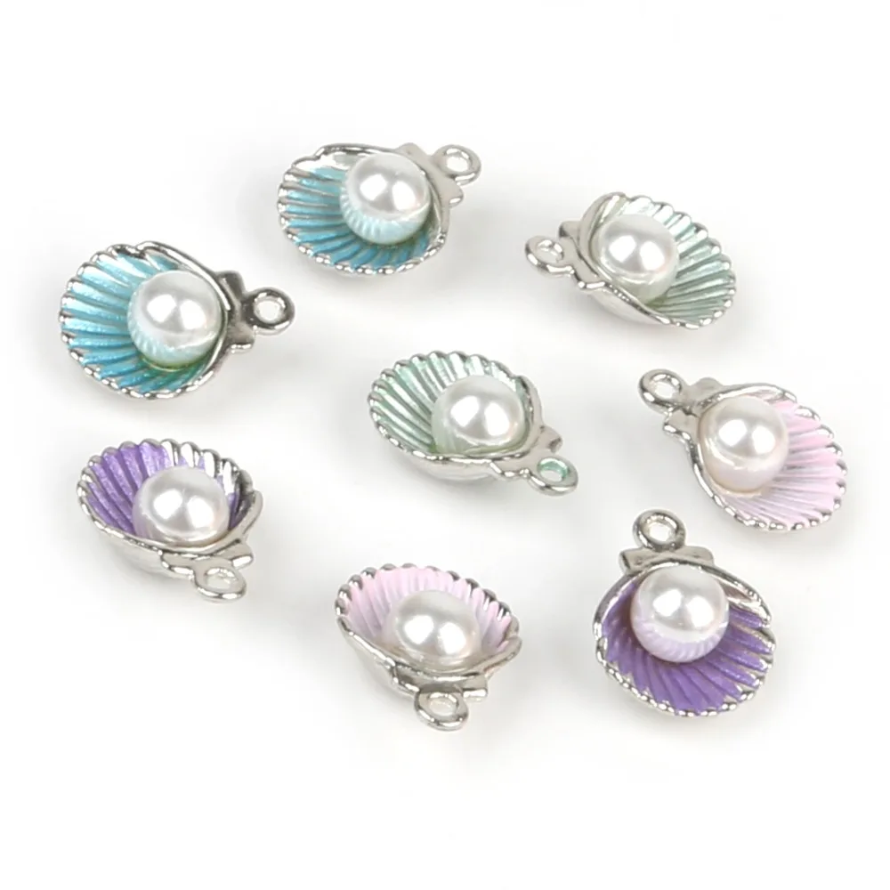 10-12pcs 11x15mm Alloy Metal Mixed Color Shell Charms Drop Oil Pendant for DIY Handmade Earring Necklace Bracelet Jewelry Making | Украшения