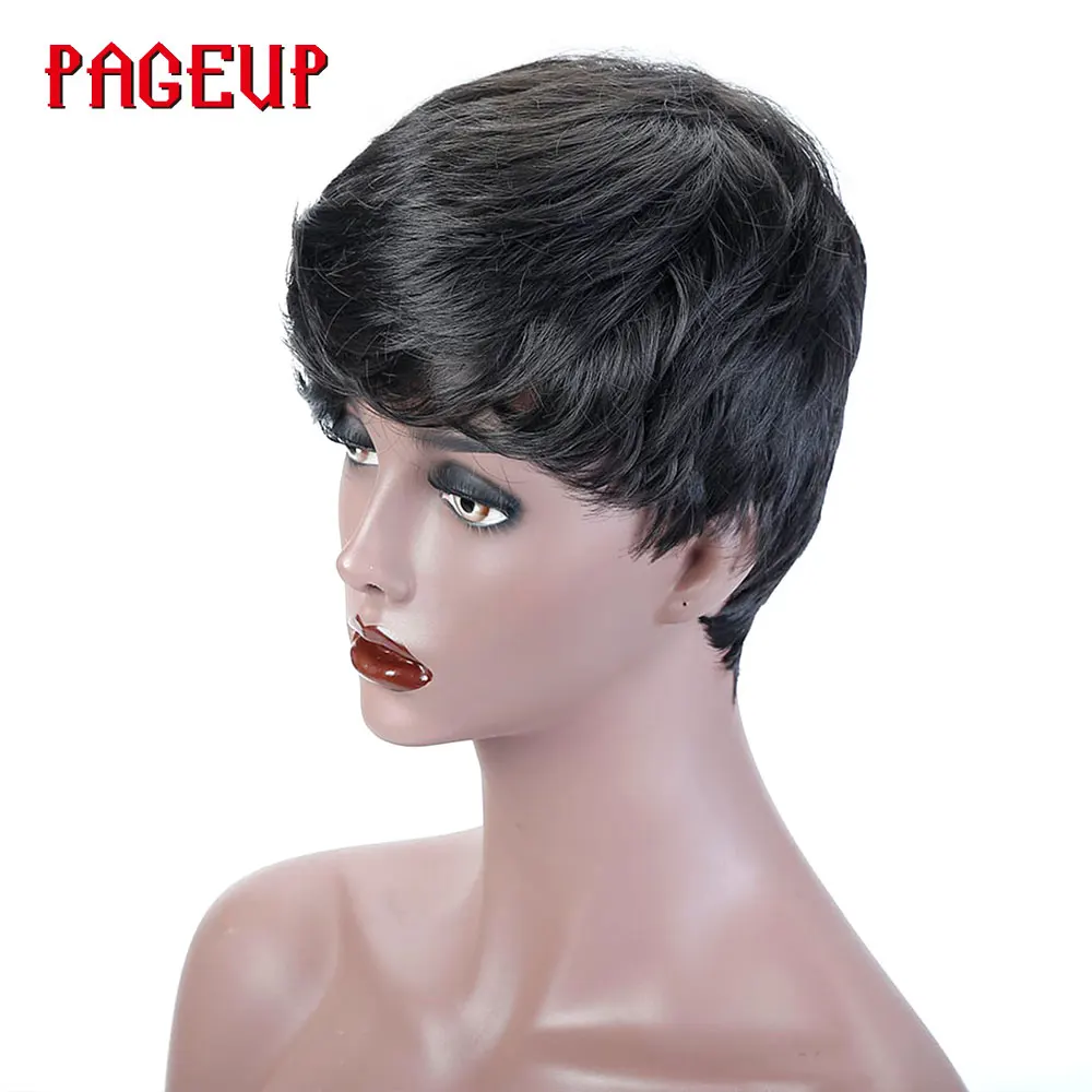 Pageup парик короткие черные парики для женщин термостойкие синтетические Pixie Cut парик костюм косплей парики из натуральных волос для вечеринки