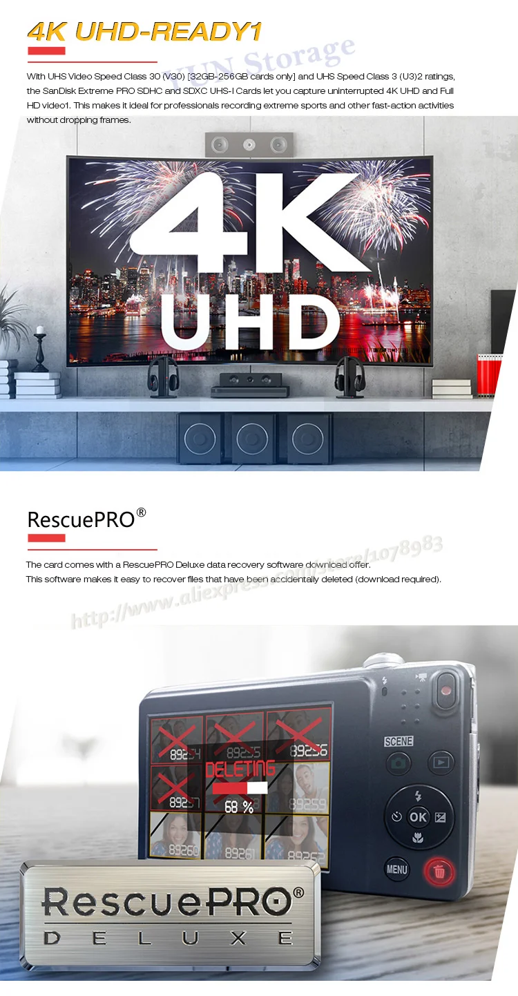 Двойной Флеш-накопитель SanDisk Extreme PRO SDHC объемом до 32 GB 16 GB/SDXC 256 ГБ 64 Гб 64 Гб SD карты C10 U3 до 95 МБ/с. для камеры/видеокамеры/карта памяти компьютера