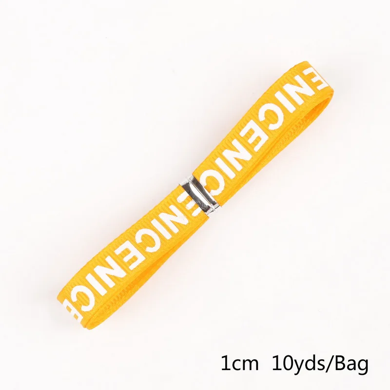 Yellow 10 ярдов/партия, лента с принтом "хороший", ширина 10 мм, одноцветная лента с буквенным принтом для лучших фриен, Рождественская подарочная упаковка - Цвет: Yellow