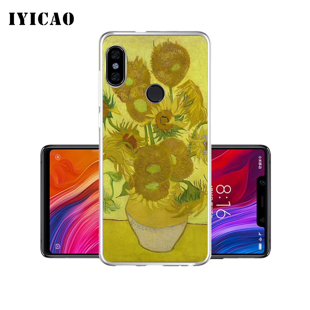 IYICAO Van Gogh Starry Night Sunflower Oil Soft Silicone Phone Case for Xiaomi Mi 9 8 SE 6 A1 A2 Lite F1 MIX2S MIX3 Cover | Мобильные