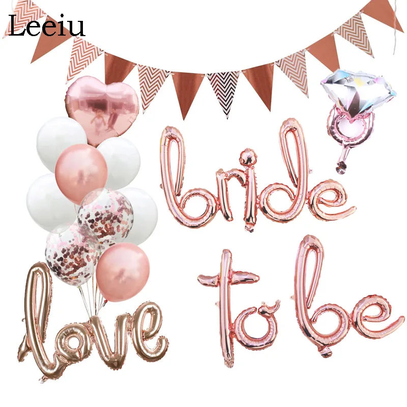 Leeiu невесты из розового золота Script воздушные шары для свадьбы свадебный душ