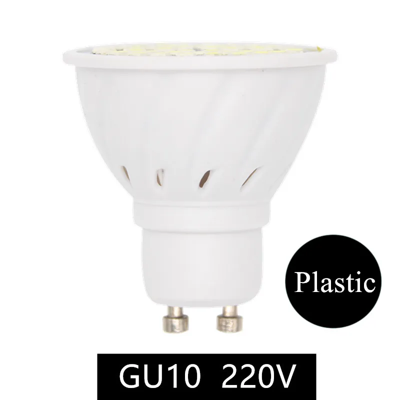 Plastic GU10 220V 10 шт. GU10 Светодиодный точечный светильник 220 В 5730 лампада светодиодный светильник ГУ 10 пластиковая стеклянная алюминиевая свеча прожектор Luz Lamparas светодиодный светильник для дома светильник ing - Испускаемый цвет: Plastic GU10 220V