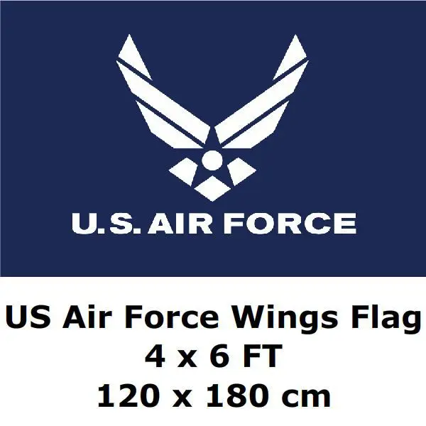 

US Air Force Wings Flag 4` x 6` FT 100D Polyester Black Large American United States USA US Military Army Flags and Banners
