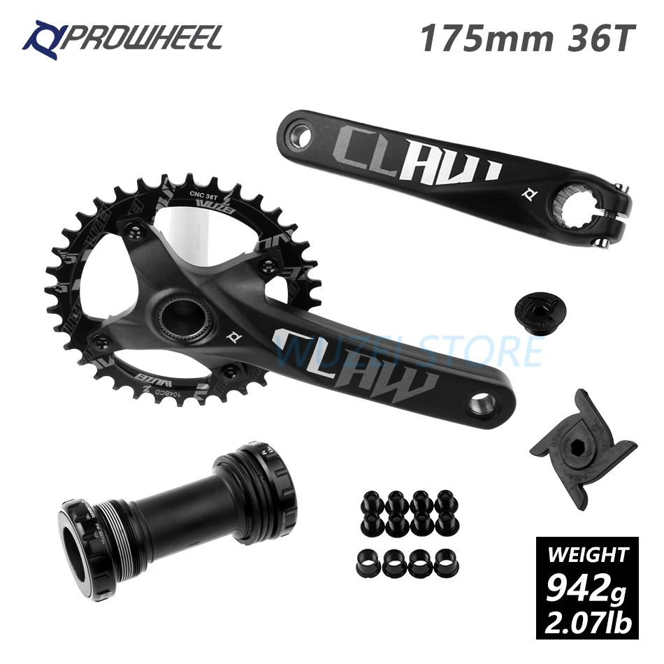 Prowheel 104 BCD mtb велосипед кривошипно 170/175 мм/30/32/34/36/38 T Круглый Звездочка с каретка BB шатун для горного велосипеда - Цвет: 175 Black 36T and BB