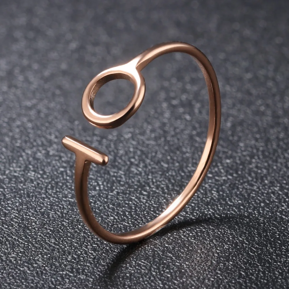 Новая мода простой круглый нержавеющей стали розового золота дамы кольцо