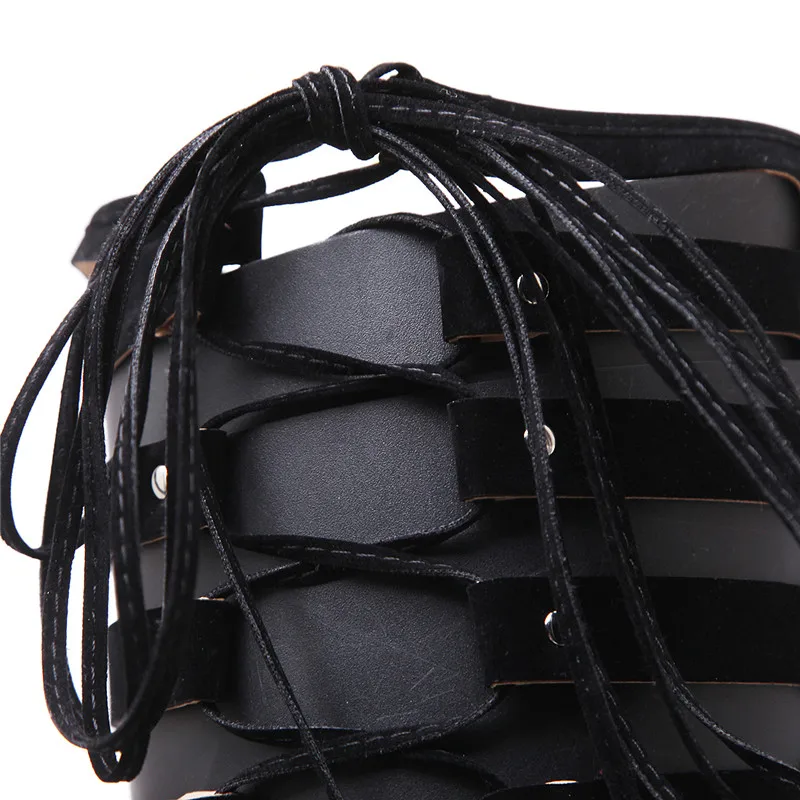 KARINLUNA Brand New Big Size 40 Cross Tied Zip Ladies High Heels Hollow Shoes Woman Casual Party Sexy Summer Over The Knee Boots