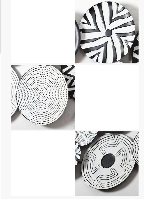 American Wrought Iron Wall Hanging Round Ornaments Crafts Decoration Home Livingroom Sofa Background Wall Sticker Metal Mural