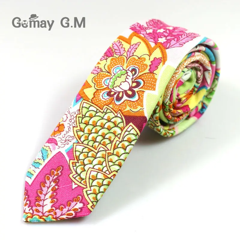 Галстук для мужчин из хлопка и льна новейший принт Модный классический мужской