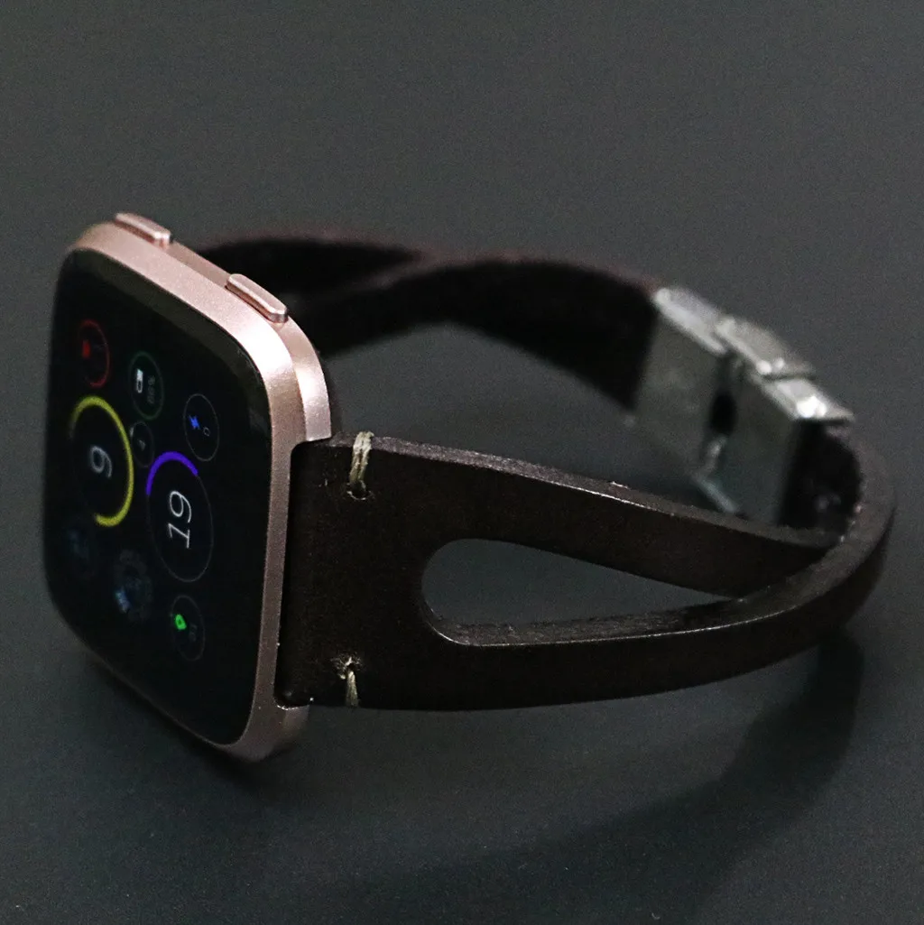 

Fashion Retro Men Watch Bands For Fitbit Versa/Versa Lite Replacement Leather Wristband Band Strap Bracelet Leather Belts Simple