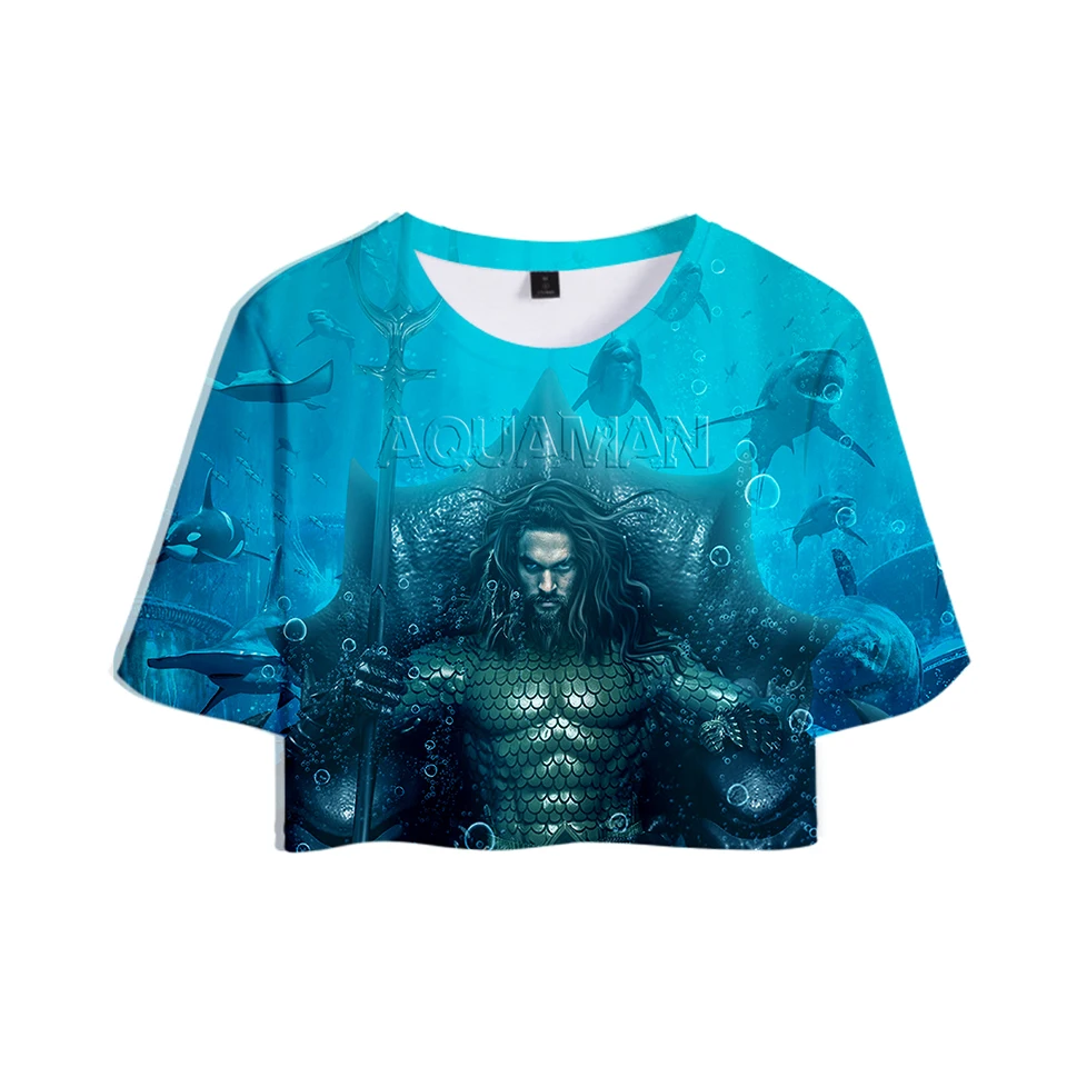 Aquaman 3D короткий топ с принтом женские летние футболки коротким рукавом 2018 горячая