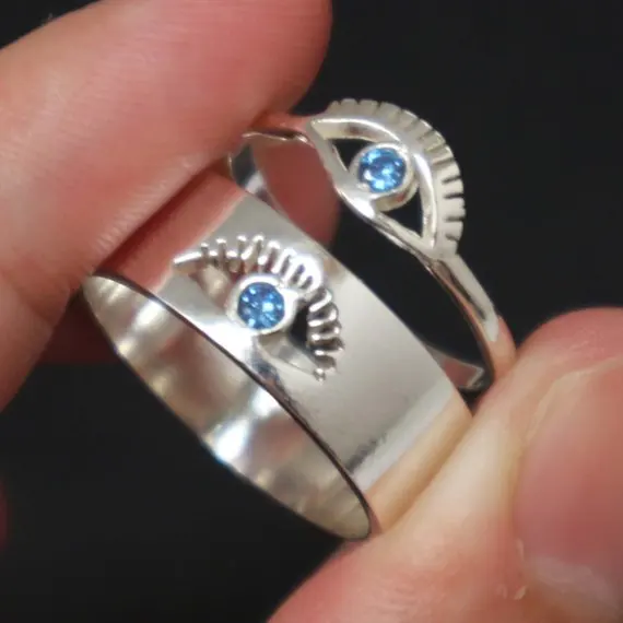 Evil Eye обещание кольцо для пары глаз ювелирные изделия свадьбы соответствующие