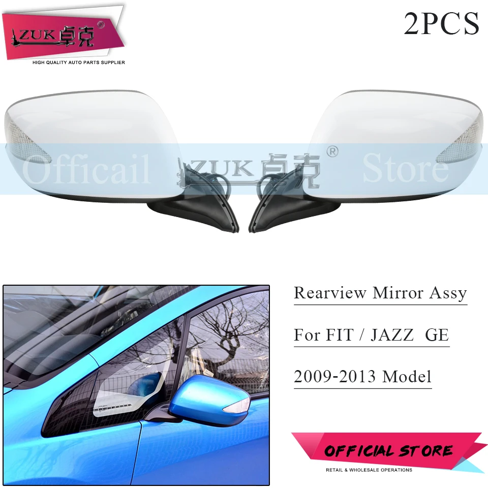 ZUK 2 шт. Авто внешнее зеркало заднего вида в сборе для HONDA FIT JAZZ GE6 GE8 2009 2010 2011 2012 2013 7 контактов электрический складной светодиодный