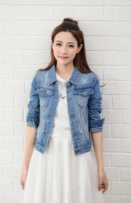 Denim Jacket Women Short Jeans Overcoat Ladies Jackets Tops cowboy jacket Collar Slim White Black High Quality | Женская одежда
