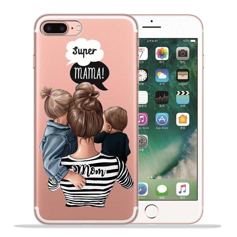 Модный чехол для телефона с надписью Super mom Dad Girl Baby iPhone 8 7 6 6S Plus X XS MAX XR 10 мягкий