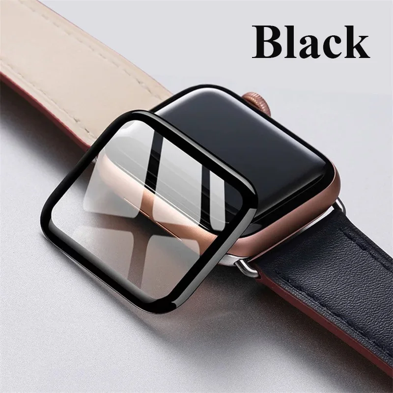 Black Suntaiho 9D полное покрытие полная гелевая стеклянная пленка для Apple Watch 4 40 44 мм Защита экрана для iWatch серии 4 3 2 Защитная пленка 38 - Цвет: Black