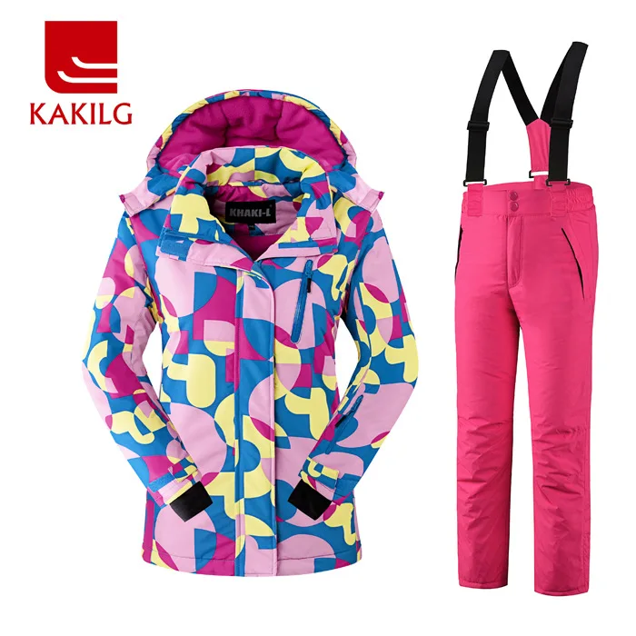 Детский лыжный костюм ветронепроницаемый теплый комплект одежды для девочек
