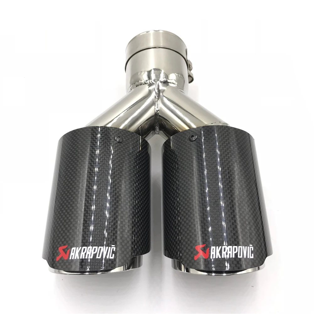 1 шт. Универсальная 1-2 двойная труба akrapovic выхлопная насадка Глянцевая труба из углеродного волокна