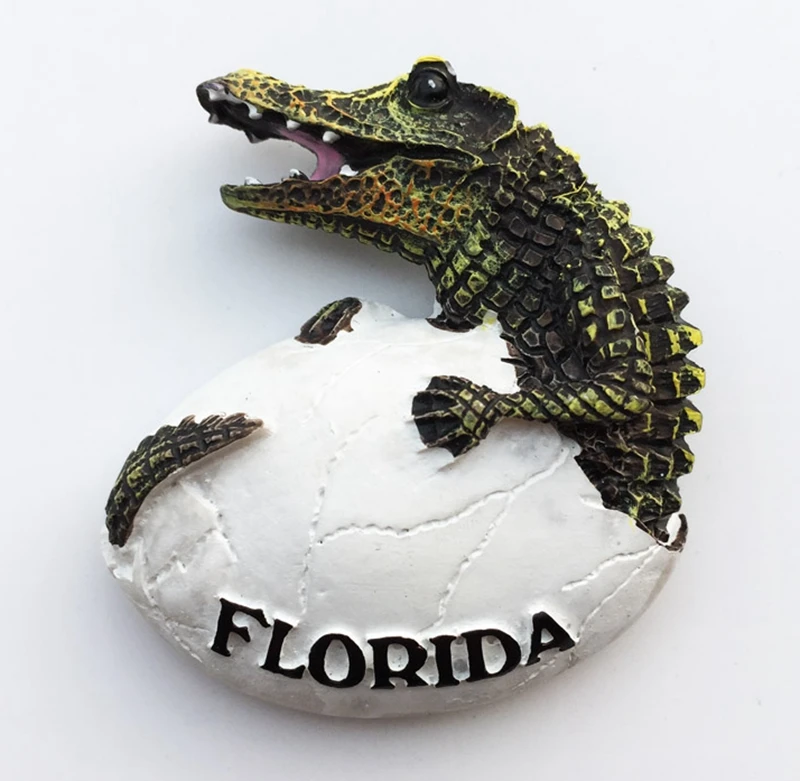 

3D магниты на холодильник в виде крокодила из американской ракушки Флориды, ручная роспись, туристические сувениры, магнитные наклейки на хо...