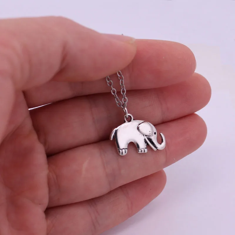 

hzew Cute elephant Pendant necklace Ancient silver color animal elephant necklaces