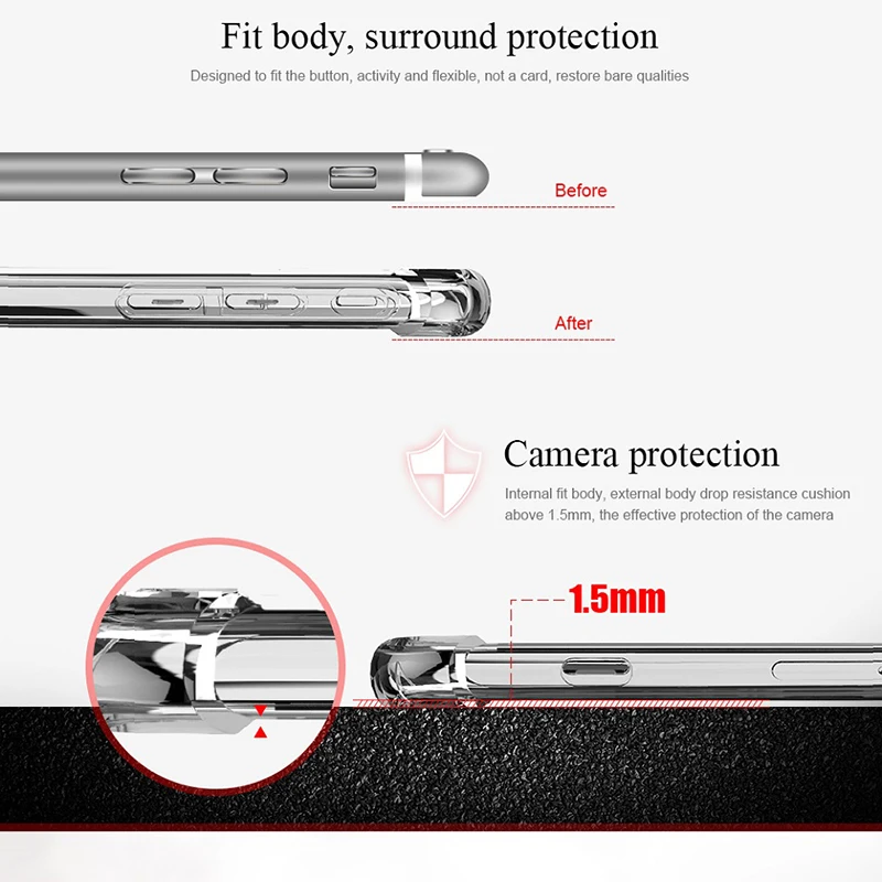 Floveme анти стук чехол для iPhone 6 7 5S Коке iphone 6S Fundas Ясно Назад Samsung Galaxy S8 S7 Xiaomi 5 делам