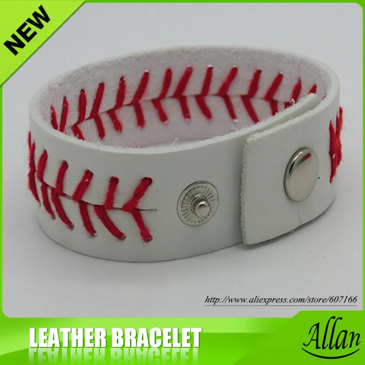

2016 wholesale Softball bracelets leather seam bracelet