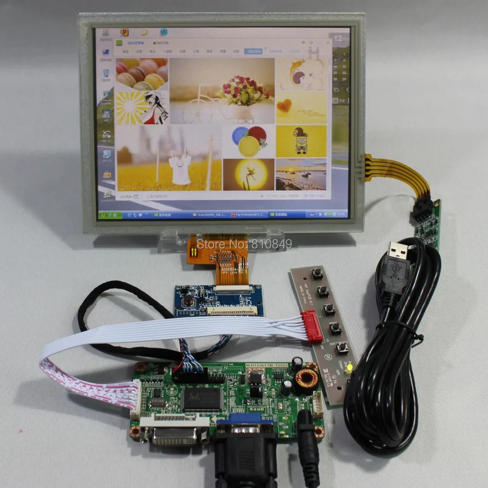 

DVI VGA LCD Controller Board RT2281+8inch EJ080NA-04C 1024x768 LCD+Touch Panel