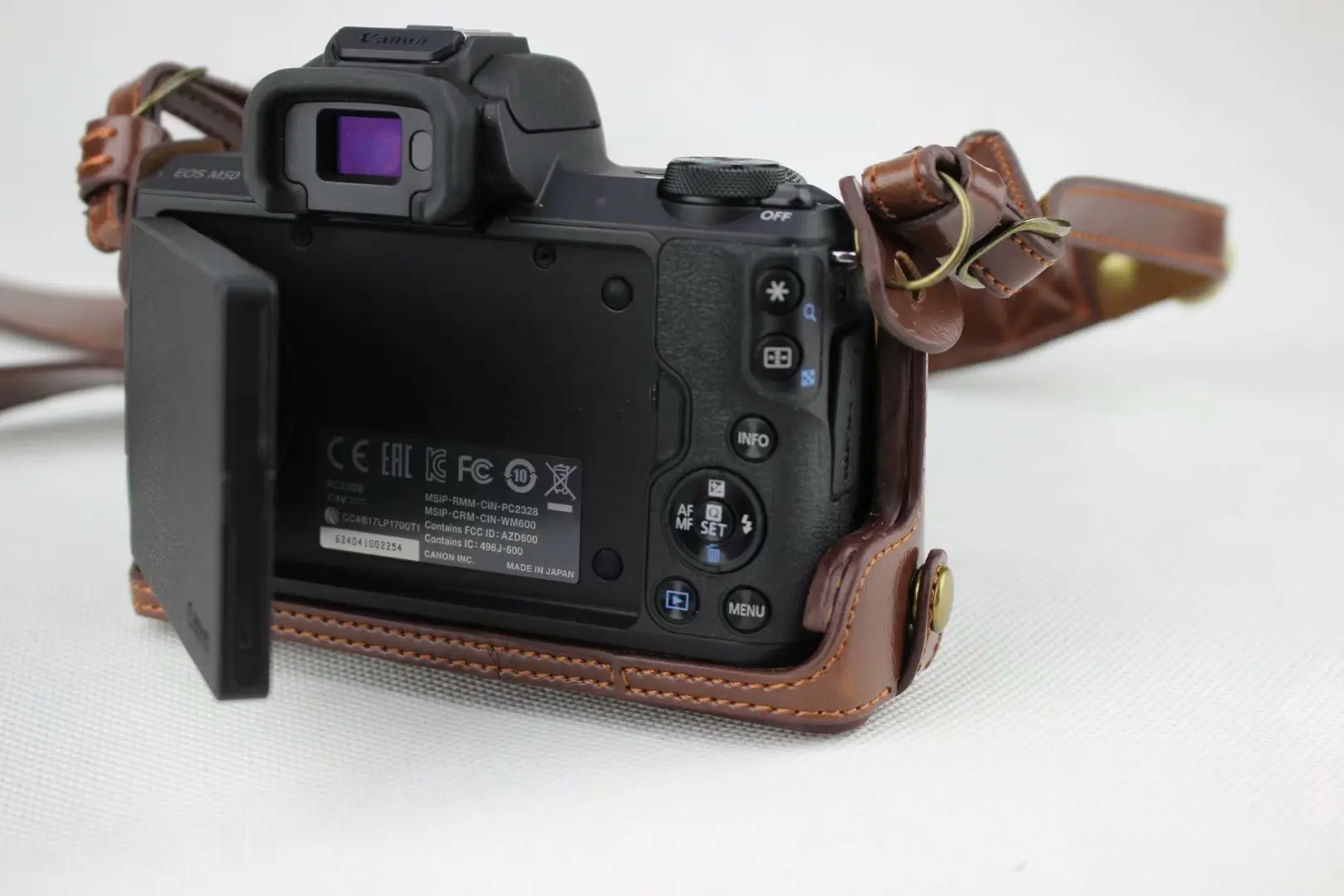 Роскошный чехол для камеры из искусственной кожи для Canon EOS M50 EOSM50 с 15-45 мм объективом, открывающейся нижней крышкой с ремешком, мини-Чехол