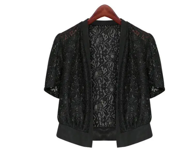 

Women Ladies Summer Shawl Lace Floral Short Sleeve Tops Loose Casual Shirt Blouse Top Plus Size 5XL Black White