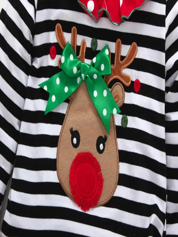 2019 модная детская одежда для маленьких девочек футболка с рождественским оленем