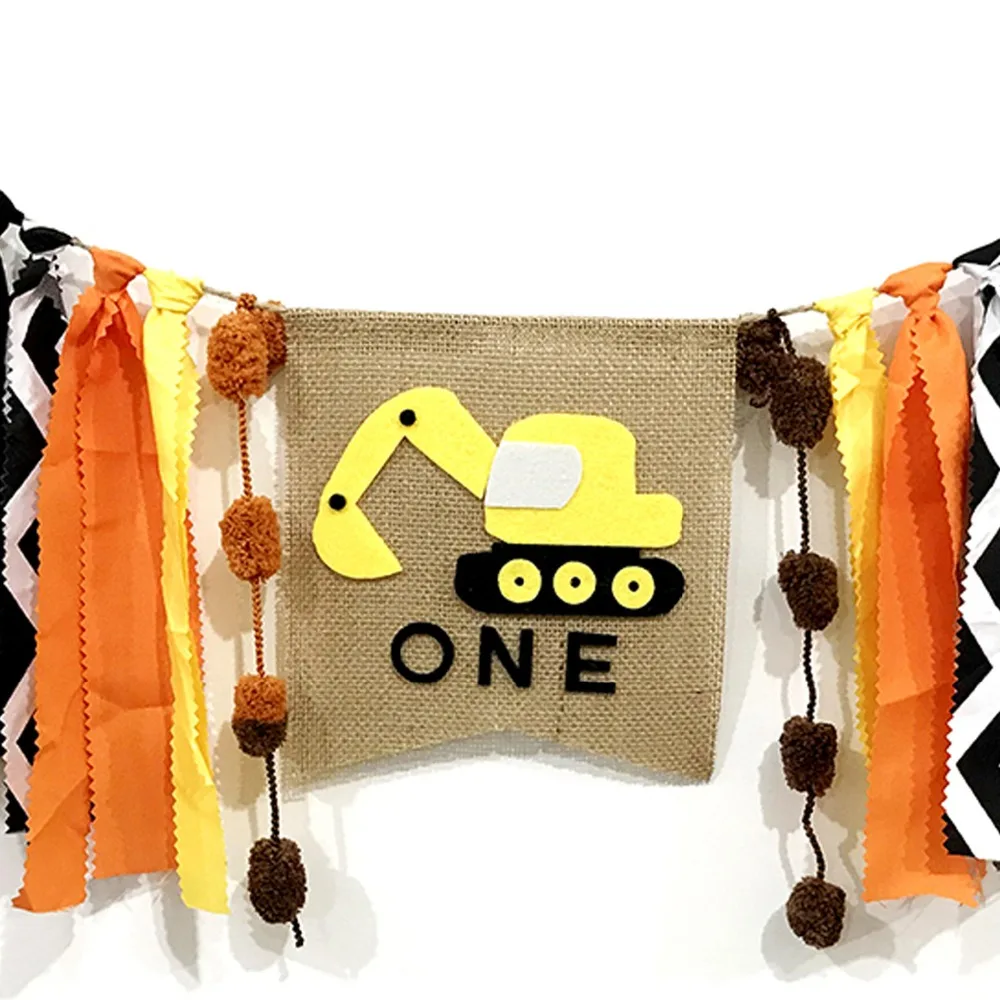 Тема автомобиля высокий стул украшение экскаватора для детей желто оранжевый