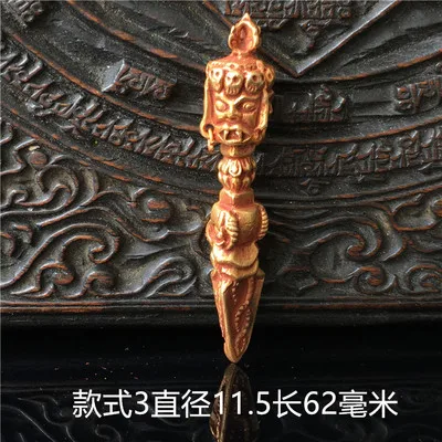 3 high 62mm TBC993 тибетские латунные золотые амулеты для мужчин Тибетские буддийские Ремесла коллекционные вещи Dorje Vajra Ganesh - Окраска металла: 3 high 62mm