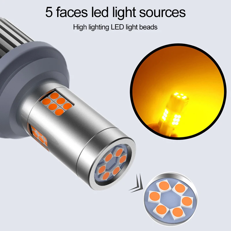2 шт. 1156 P21W LED BA15S PY21W BAU15S Super Canbus Bulb T20 7440 для указателей поворота 1157 BAY15D светодиодный