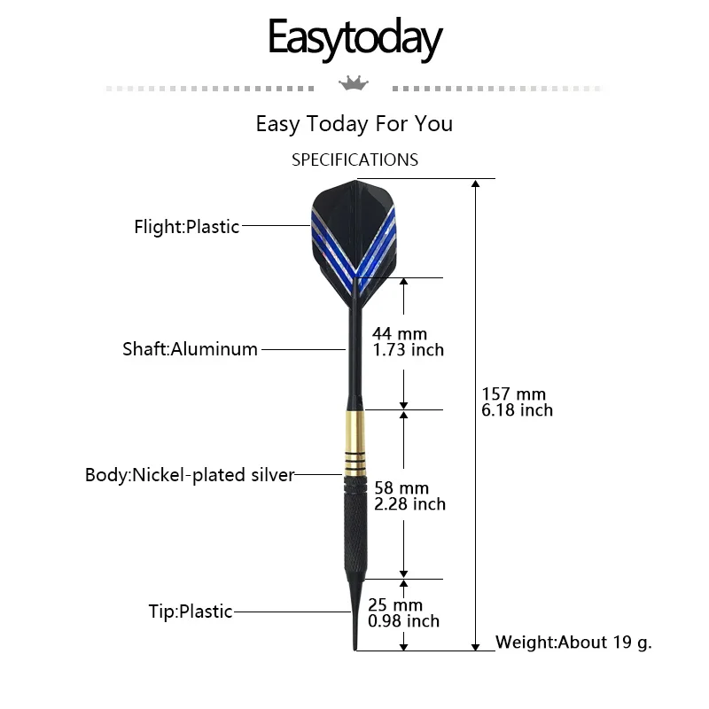 Easytoday 3 шт./компл. электронная дротика с мягким наконечником профессиональная