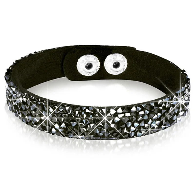 Кожаный браслет с кристаллами для женщин длинные брендовые браслеты и модные