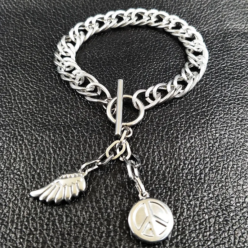 2020 браслет с шармами Peace and Wings из нержавеющей стали для женщин серебряный цвет
