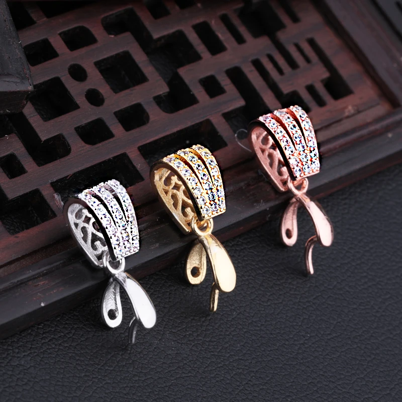 925 Sterling Silver Color Pendant Clip Clasp Pinch Bail Pendant Connectors Bail Beads Jewelry Findings DIY Jewelry Accessories