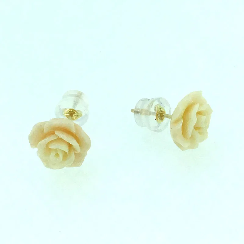 Женские серьги пусеты ANI 18 K желтое золото (AU750) натуральный цвет коралловые цветы