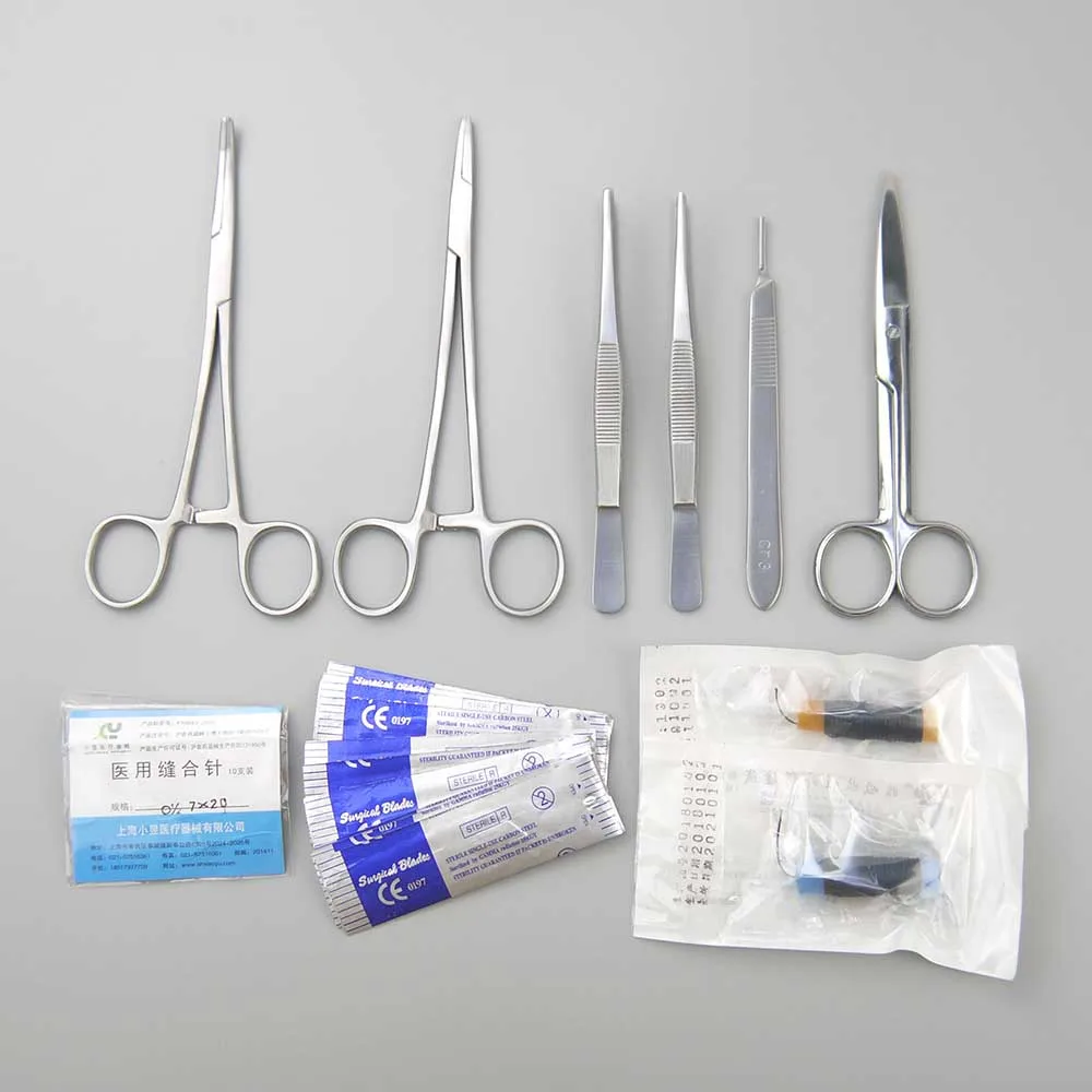 Нержавеющая сталь хирургические шовные инструменты Debridement костюм наборы операций набор тренировочных инструментов для медицинских/студентов