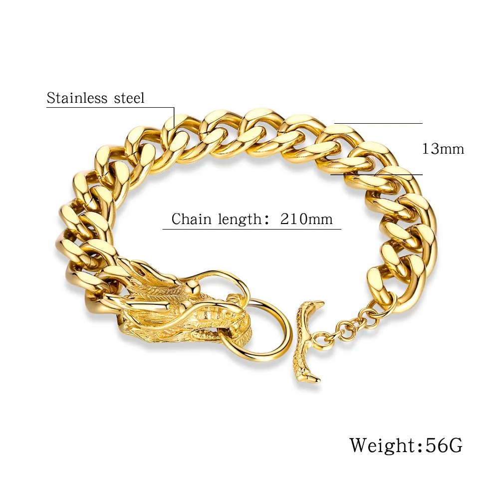 

Fashion retro domineering stainless steel bracelet High quality trend men's charm rough bracelet Jewelry gift 3-CS969