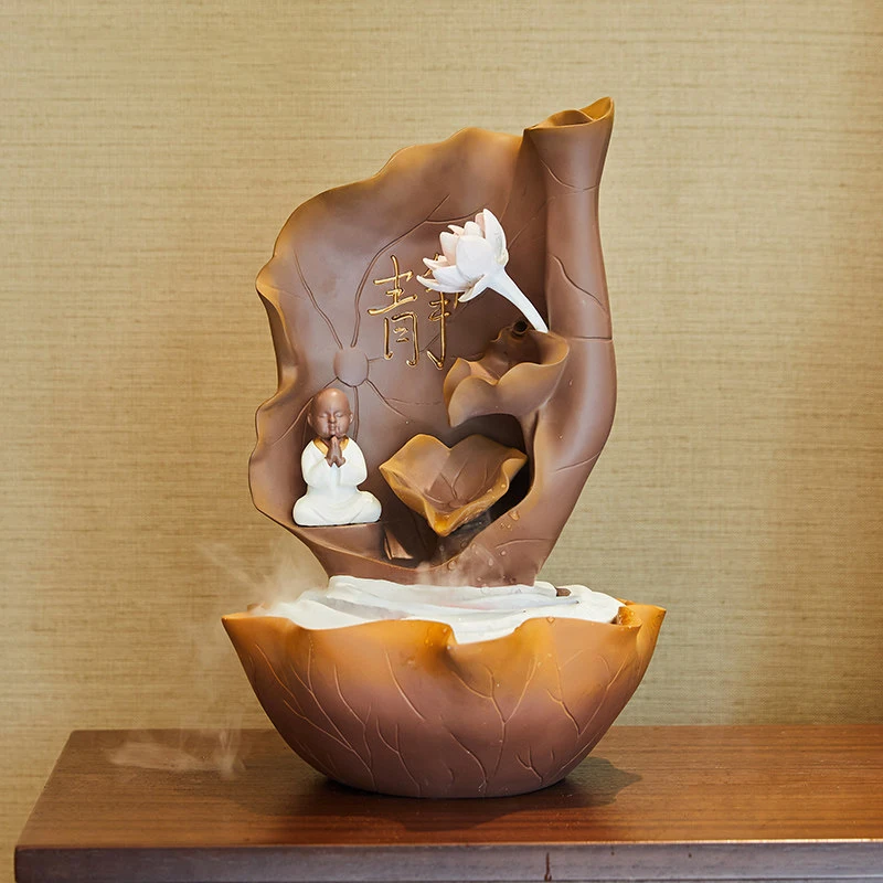 

Small Monk Shamai Zen Rockery Fountain Nebulizer Resin Figurine Home Decoration Craft Livingroom Office Desktop Flower Ornament