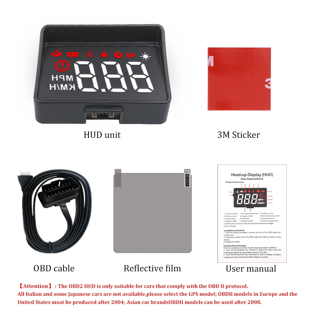 Лучший A100S с блендой лобовое стекло проектор OBD2 II EUOBD HUD Дисплей превышение