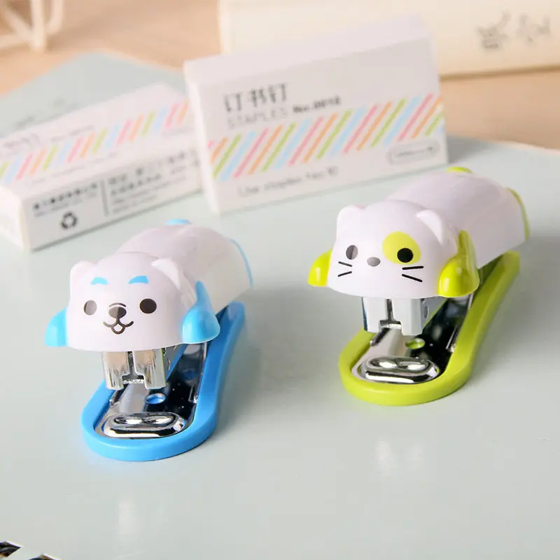 

Cute Little Animals Stapler Set mini cartoon School Office Supply Student Prize Birthday Gift use for 10# staple