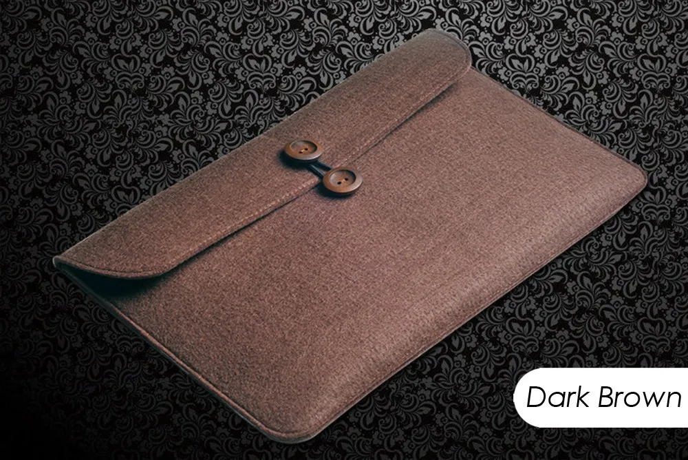 Dark Brown Шерстяной фетр на застежке, Твердый чехол для ноутбука, сумка для ноутбука, чехол для 11, 12, 13 дюймов, MacBook Air Pro, samsung, унисекс, для мужчин и женщин - Цвет: Dark Brown