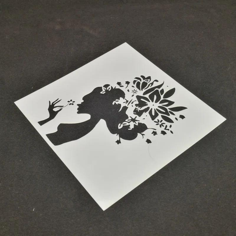 

13*13 Flower beauty pvc Layering Stencils for Diy scrapbook Drawing Color Spray Stencil,painting stencil,home decor diy etc