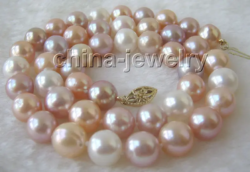 

AAA 17" 9mm natural multicolor round freshwater pearl necklace