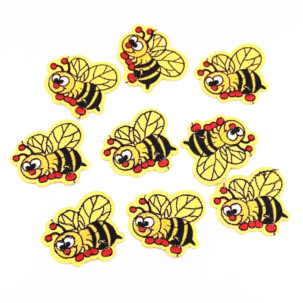 10 шт. желтая пчелка Приклеивание утюгом вышитая аппликация нашивка для куртки